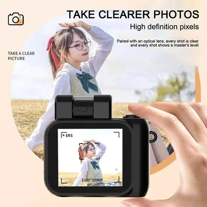 Mini Monoreflex Style 1080p CMOS Camera – Portable Video Recorder with Flash, LCD Screen & Battery Dock