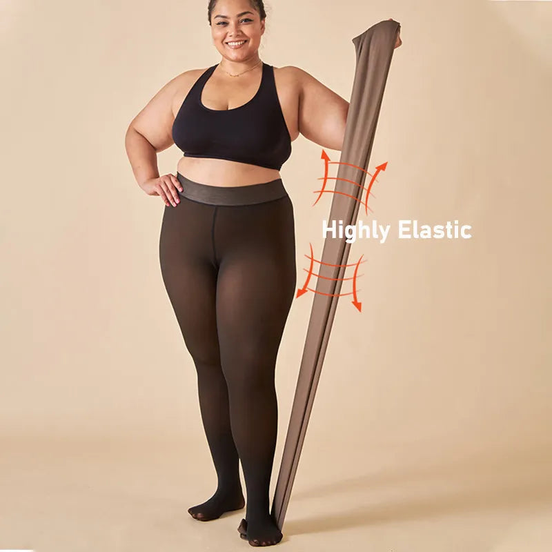 Thick Thermal High Waist Pantyhose - Women's Warm Winter Translucent Tights Stockings, Sexy Slim Leggings