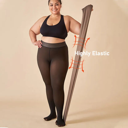 Thick Thermal High Waist Pantyhose - Women's Warm Winter Translucent Tights Stockings, Sexy Slim Leggings