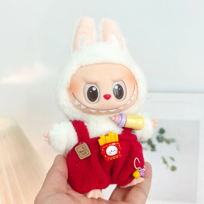 17cm Mini Plush Doll Clothes — Outfit Accessories for Labubu V1 & V2, Christmas Cookie Man Sweater Hat, New Year Gift