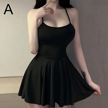 Sexy Women’s Pleated Micro Mini Dress – Backless Bandage Bodycon Night Club Party Outfit with Ruffled Hem