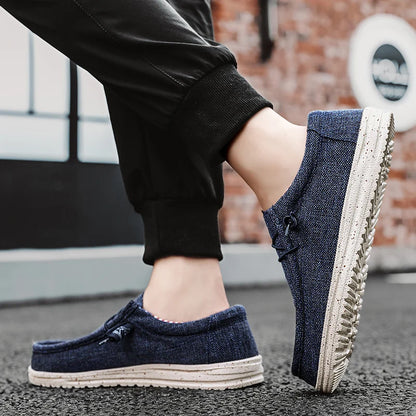 Men’s Casual Denim Canvas Shoes – Breathable Lightweight Walking Flats, Fashion Outdoor Loafers for Men, Large Size Comfortable Everyday Footwear