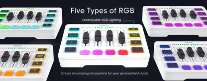 FIFINE 4-Channel USB Gaming Mixer with XLR Mic Interface – RGB Sound Mixer for Game, Podcast & Streaming AmpliGame SC3W