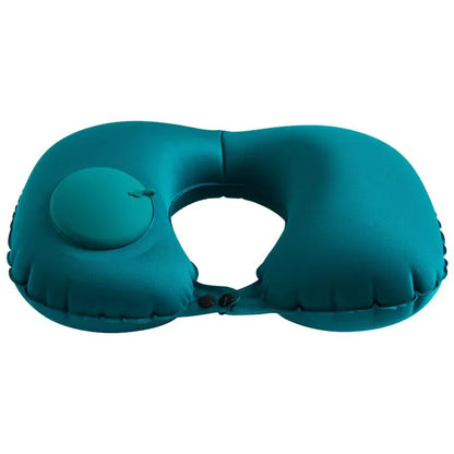 U-Shaped Inflatable Travel Pillow - Portable Air Neck Support Cushion, Comfortable Sleeping, Press-to-Inflate Design