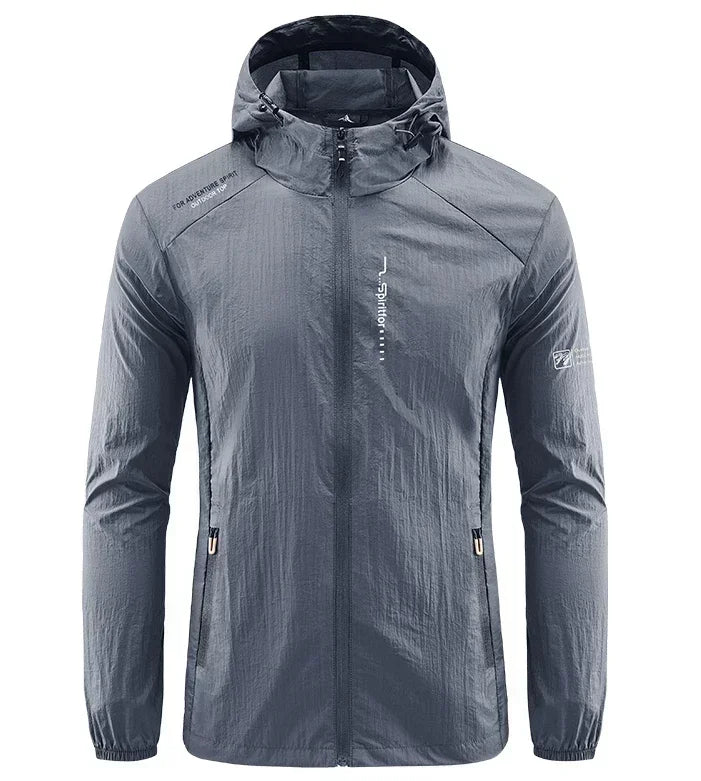 Men’s UPF 50+ UV Protection Jacket - Quick-Dry Lightweight Hooded Windbreaker for Hiking, Fishing and Cycling