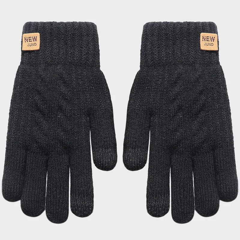 Thick Knitted Thermal Gloves - Wool Touchscreen Mittens for Men and Women, Winter Warm Driving Gloves