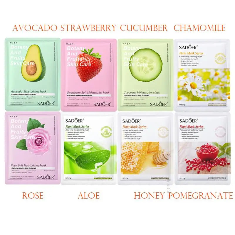 8PCS Natural Plant Facial Masks – Korean Skincare Hydrating, Moisturizing & Firming Face Care Set