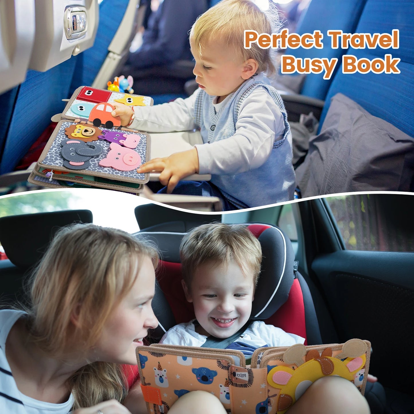 Toddler Montessori Busy Board – Giraffe Felt Quiet Book, Educational Travel Toy for Kids