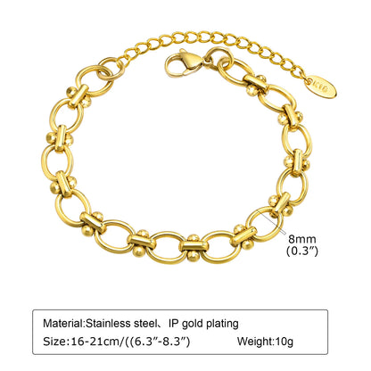Women’s Chunky Gold Toggle Chain Bracelet – Stainless Steel OT Buckle Link Bracelet, Tarnish-Free Bold Fashion Jewelry
