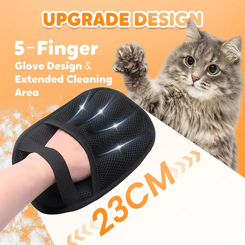 Upgraded Pet Hair Removal Gloves – Reusable Double-Sided Grooming Gloves for Pets, Fur & Carpet Cleaning