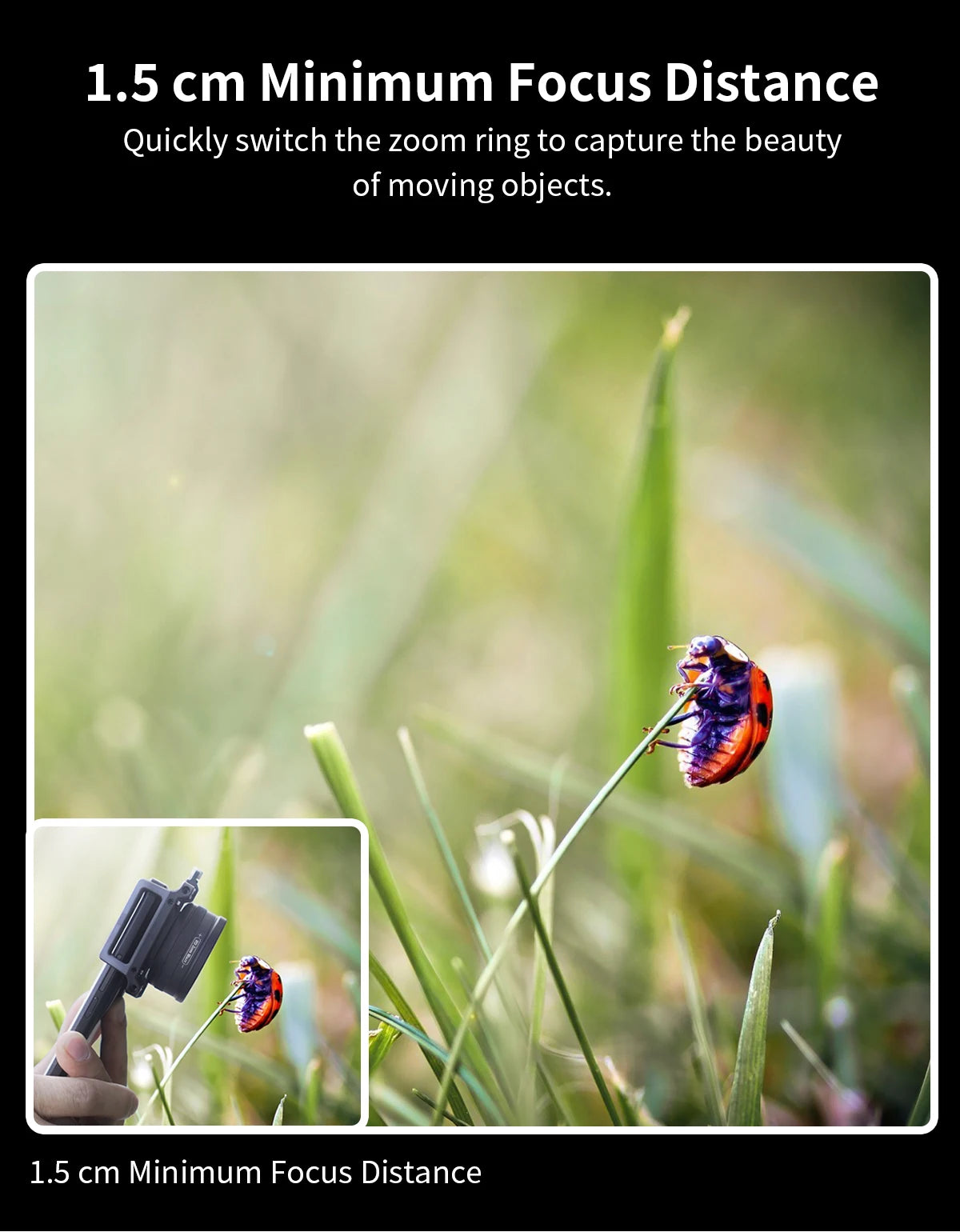 APEXEL 10-20X Zoom HD Macro Lens – Micro Phone Camera Lens for iPhone, Samsung & All Smartphones Eye Macro Photography
