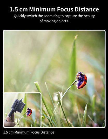 APEXEL 10-20X Zoom HD Macro Lens – Micro Phone Camera Lens for iPhone, Samsung & All Smartphones Eye Macro Photography