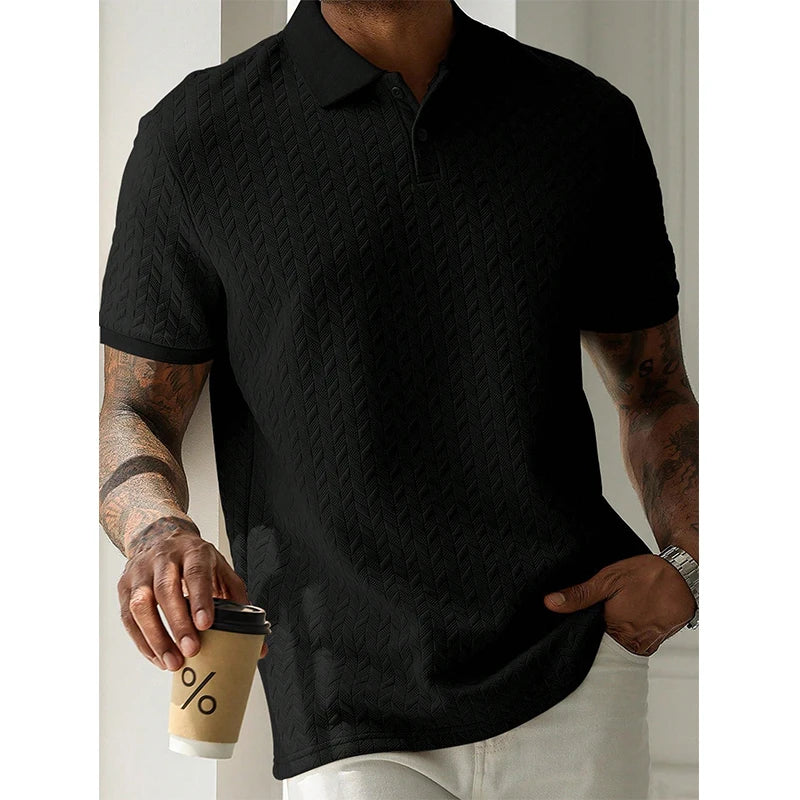 Men's Solid Color Polo Shirt - Summer Short Sleeve Breathable Streetwear Casual Top