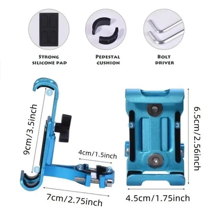 Metal Motorcycle & Bike Phone Holder – Aluminum Anti-Slip Bracket, Universal GPS Clip for All Smartphones