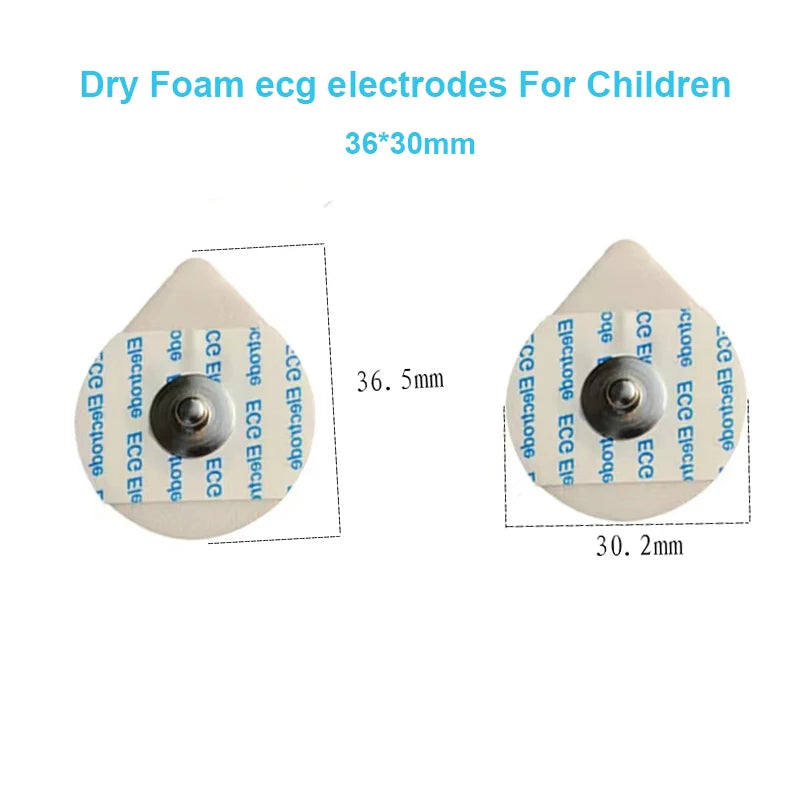 50-Pack Children's Disposable ECG Electrodes — Dry Foam with 3.9mm Snap, Medical Use