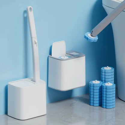 Disposable Toilet Brush Kit - Long Handle Bathroom Cleaner with Replacement Heads & Auto Lid Opening