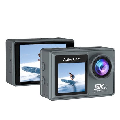 5K Action Camera – 4K 60FPS Dual IPS Touchscreen, WiFi, 170° Wide-Angle, 30M Waterproof, 5X Zoom, Anti-Shake, Remote Control