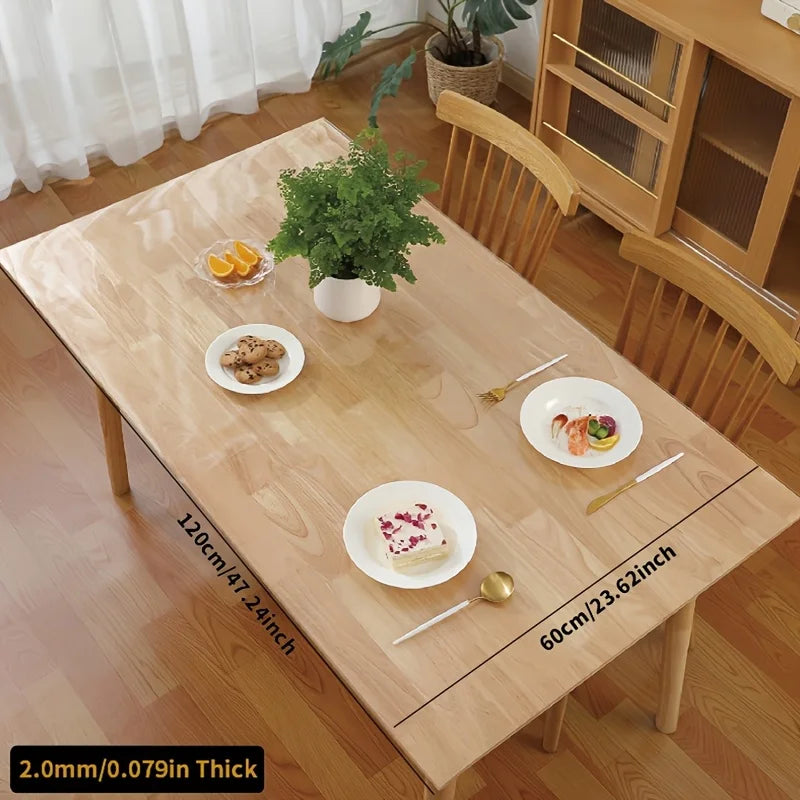 2mm Clear PVC Tablecloth - Scratch-Resistant & Heat-Resistant Protective Table Mat Film