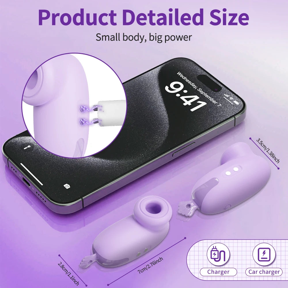 Mini Clitoral Suction Vibrator - Compact Rechargeable Intimate Massager for Adults, Clitoral & Nipple Stimulation