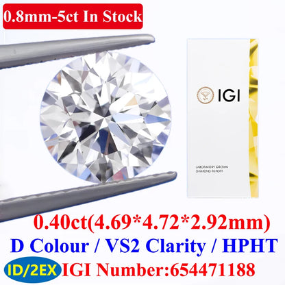 0.1–5CT Super White Lab-Grown Diamond Loose — IGI/GIA Certified, HPHT & CVD, DEFG VVS-SI, Diamond Tester Approved for Wedding Jewelry