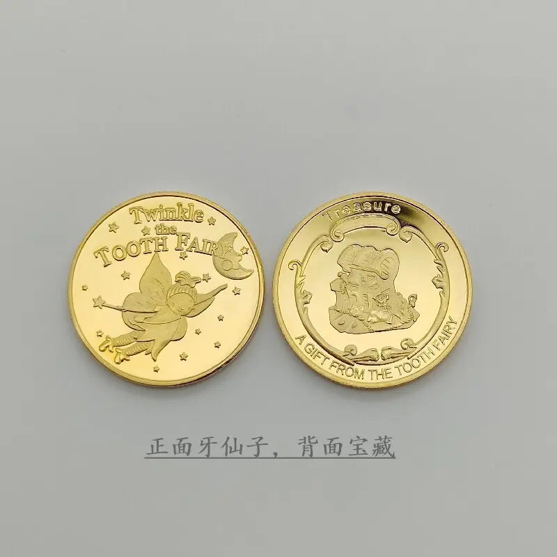 Tooth Fairy Gold Plated Commemorative Coin – Metal Keepsake Gift for Kids Tooth Collection