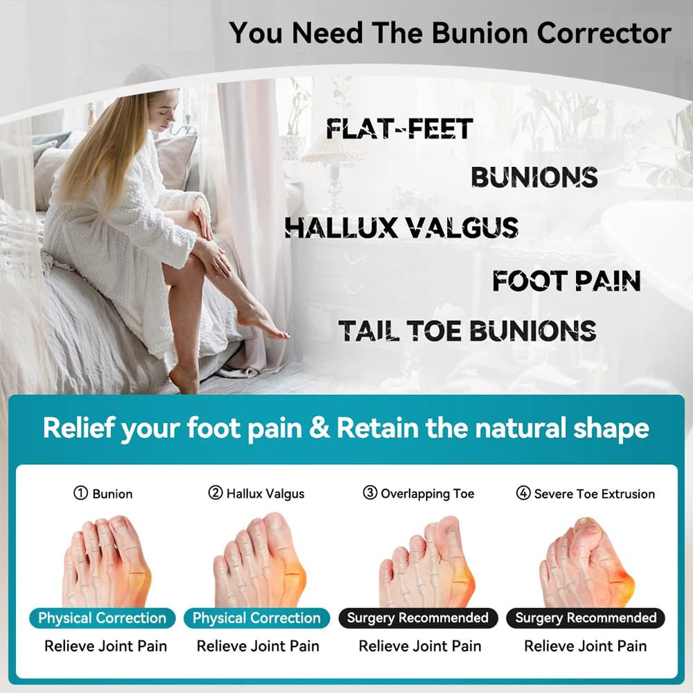 Adjustable Hallux Valgus Bunion Corrector — Big Toe Separator & Foot Straightener Sock for Pedicure & Thumb Correction