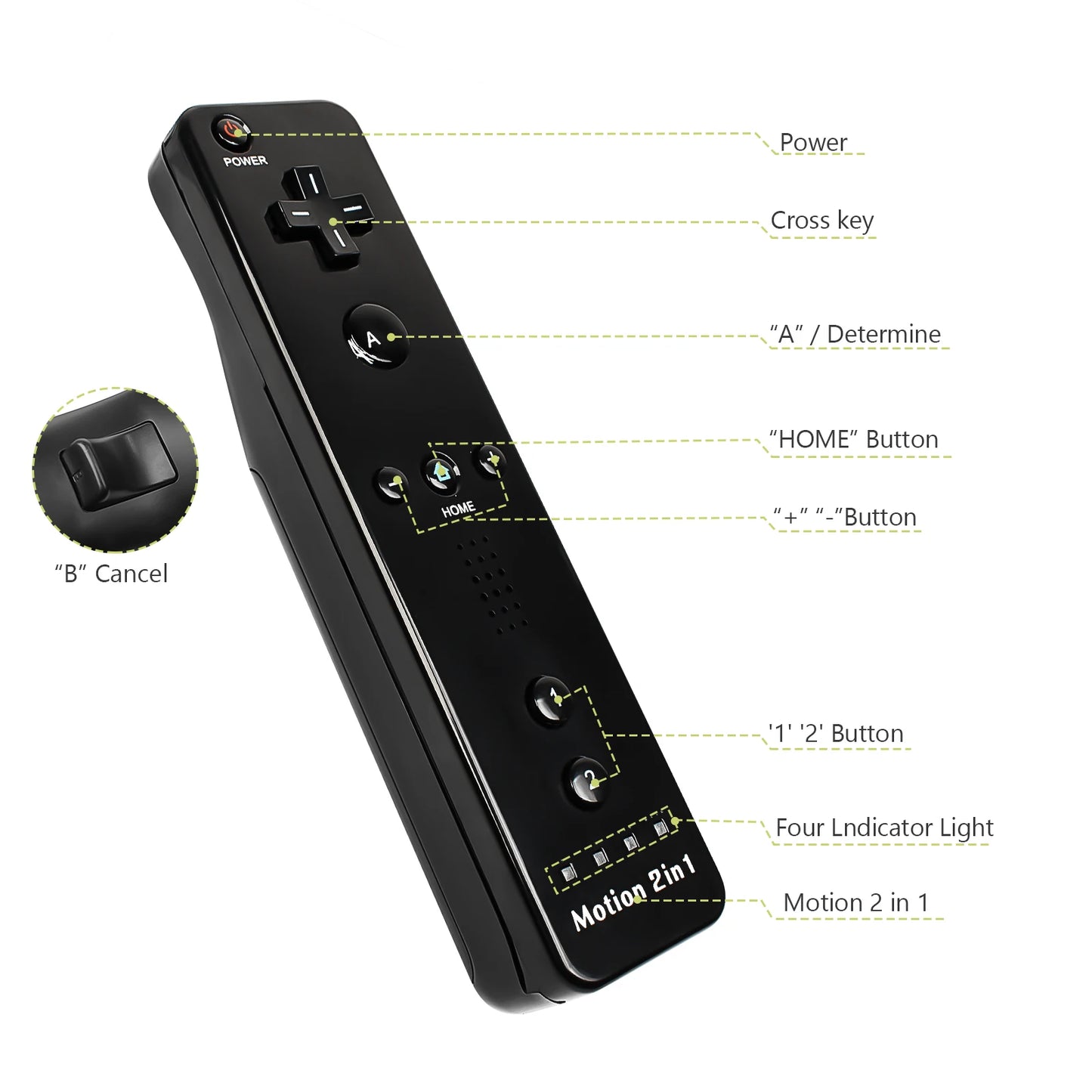 2-in-1 Nintendo Wii Controller Set | Wireless Remote Gamepad with Motion Plus Joystick & Silicone Case