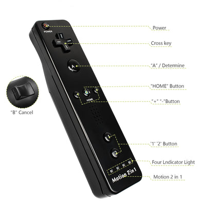 2-in-1 Nintendo Wii Controller Set | Wireless Remote Gamepad with Motion Plus Joystick & Silicone Case