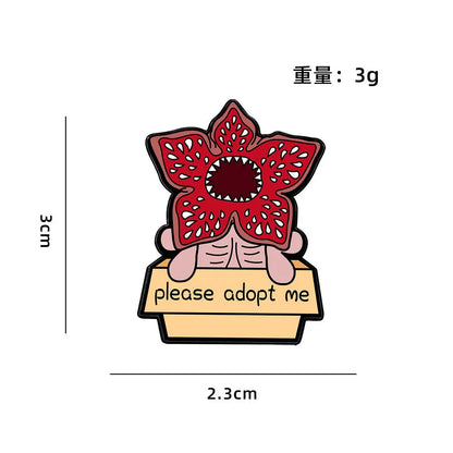 Fantasy Horror Movie Brooch Set - 3-Piece Enamel Pins with Piranha Plant & Letter Designs