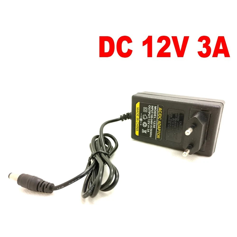 12V 3A AC/DC Power Adapter - EU Plug Power Supply for CCTV Cameras, DVR, NVR, IP, AHD, TVI & CVI Systems
