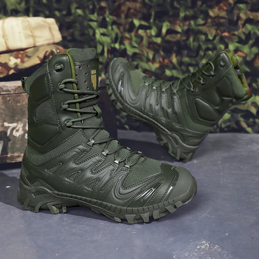 Special Forces Desert Combat Boots - Men's Tall Wear-Resistant Tactical, Waterproof Training & Outdoor Mountaineering Sports Boots