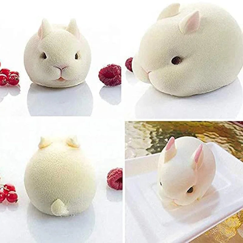 6-Cavity Silicone Rabbit Mold – Bunny Fondant, Chocolate & Mousse Cake Baking Mold, DIY Dessert & Candle Decoration Tool
