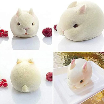 6-Cavity Silicone Rabbit Mold – Bunny Fondant, Chocolate & Mousse Cake Baking Mold, DIY Dessert & Candle Decoration Tool