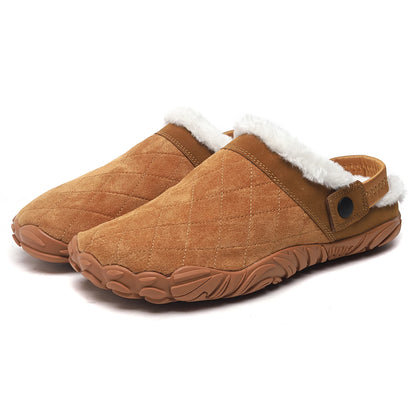 Chamois Leather Indoor Flip Flops – Warm Cotton Bedroom Slippers for Men & Women, Wide Toe Home Footwear