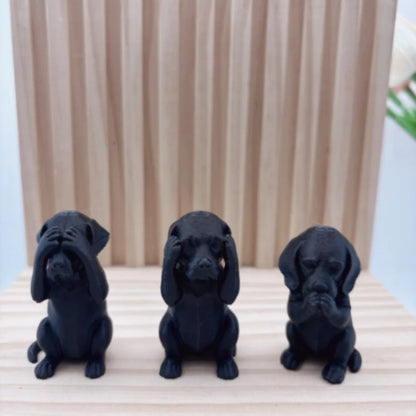 3-Piece Wise Dog Statue Set — 3D Printed Dachshund Figurines for Home & Office Decor