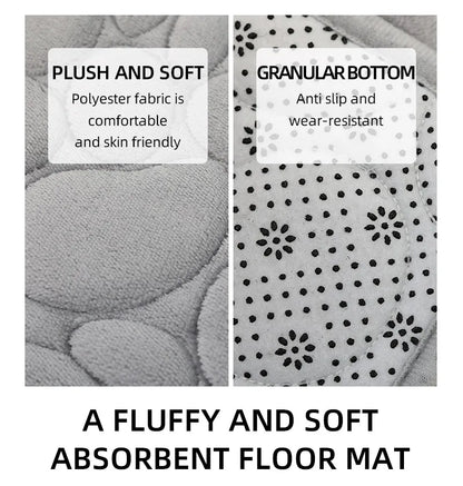Solid Color Simple Bathroom Mat Set - Water-Absorbing, Non-Slip Stone Pattern, Comfortable & Soft (3PC)