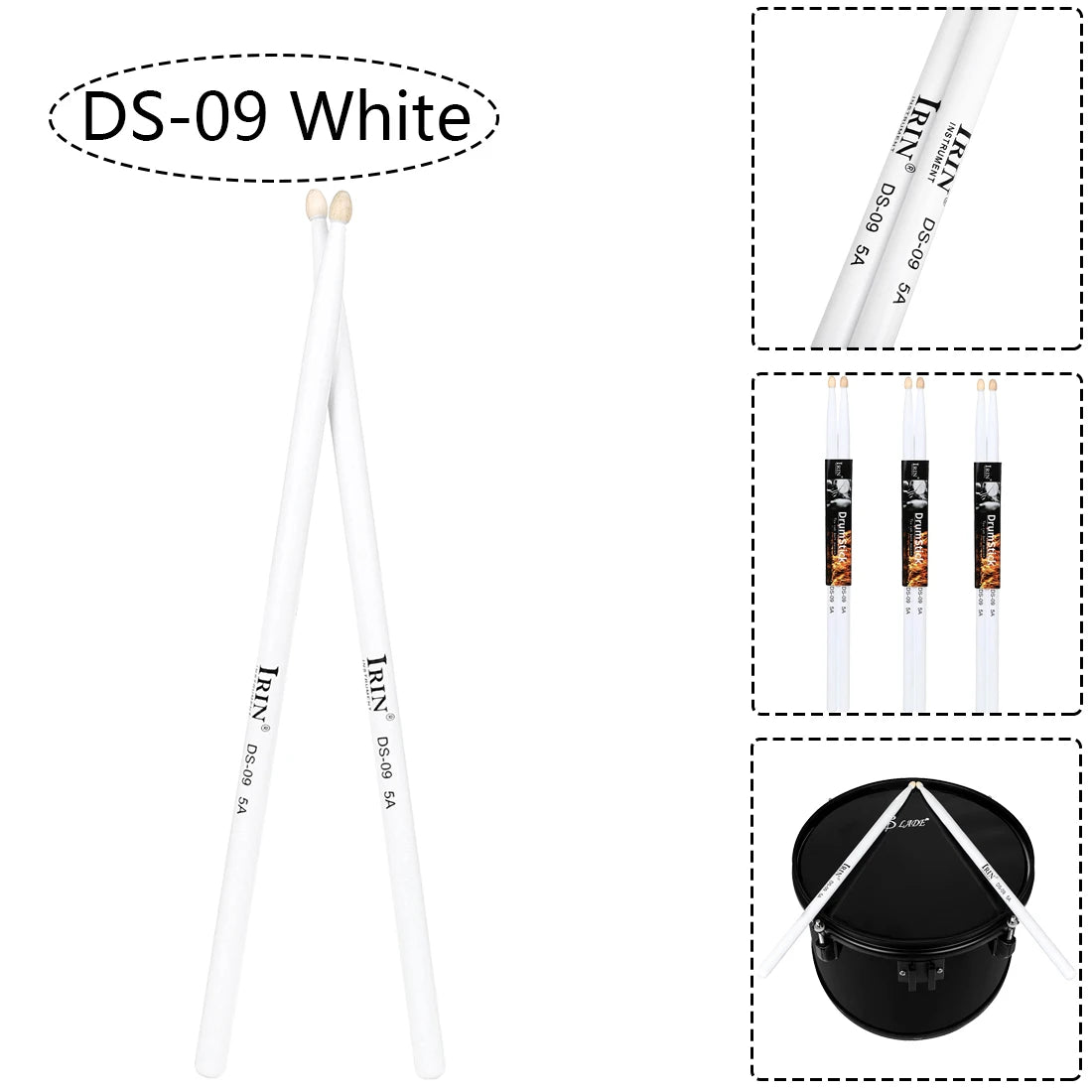 5A Maple Drumsticks – DS-09 Multicolor Drum Mallets, Professional Percussion Musical Instrument Accessories