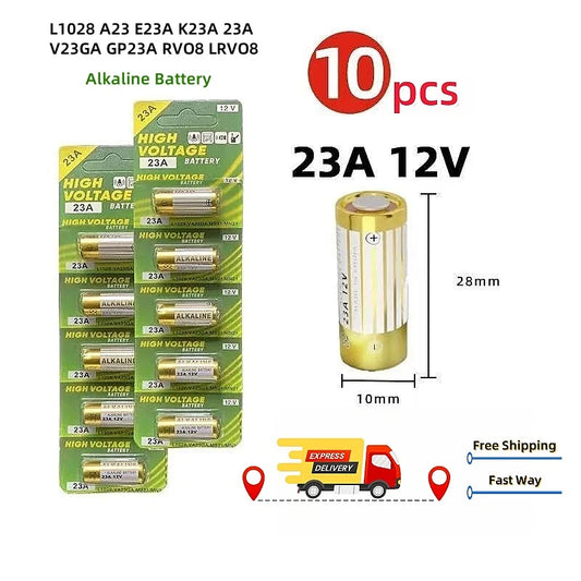 12V A23 Battery Pack - 23A Alkaline Batteries for Doorbells Remote Controls & Electronic Toys