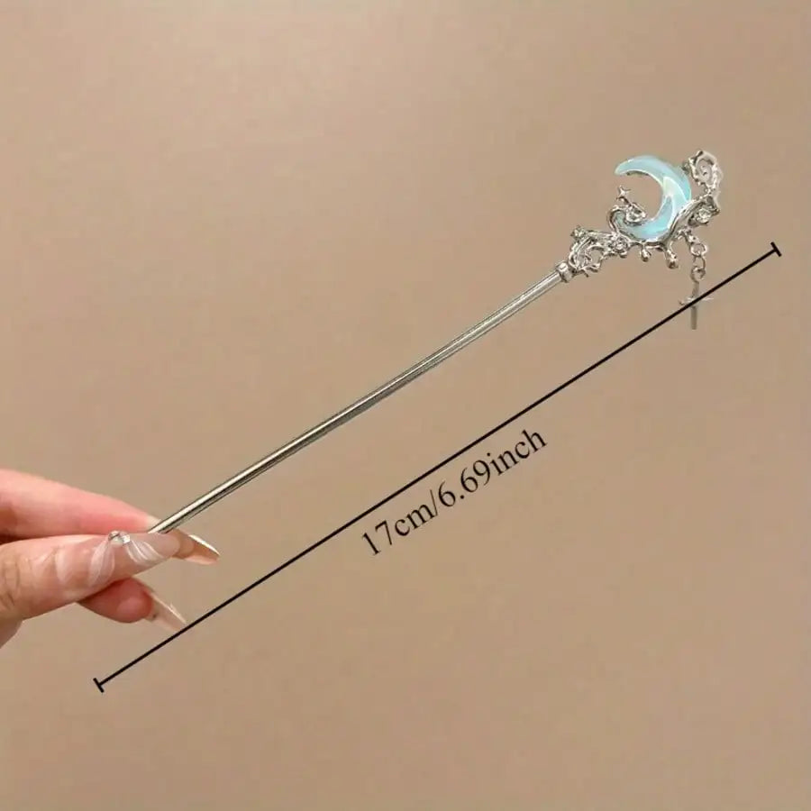 3-Piece Moonstone Star Hairpin Set - Elegant Alloy Hair Sticks & Decorative Accessories for Women