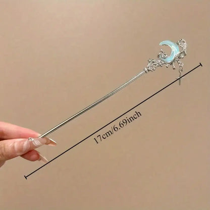3-Piece Moonstone Star Hairpin Set - Elegant Alloy Hair Sticks & Decorative Accessories for Women
