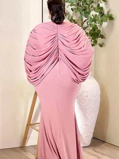 Plus Size African Dashiki Dress - Elegant Ankara Batwing Sleeve Evening Party Gown
