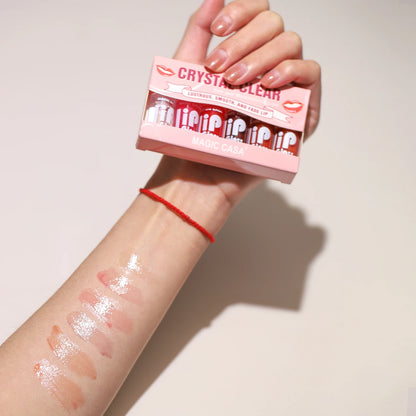 MAGIC CASA 6pcs Hydrating Jelly Lip Oil Set – Long-Lasting Moisturizing & Shimmering Liquid Lip Hydration