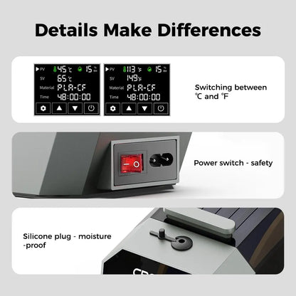 Creality Space Pi Filament Dryer - 3D Printer Filament Storage Box with Real-Time Humidity & Temperature Monitoring, 1KG Capacity