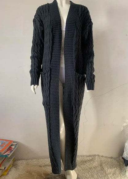 Knit Cardigan for Women – Long Green Crochet Jacket, Loose Long Sleeve Autumn/Spring Winter Sweater, 2023 Warm Jumper Coat