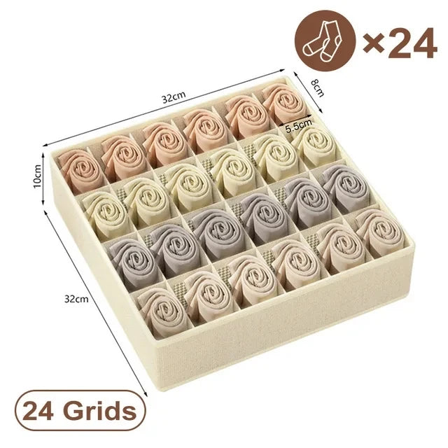 Underwear Organizer Storage Box – Bra, Panties & Socks Foldable Drawer Separator for Bedroom Wardrobe Clothes