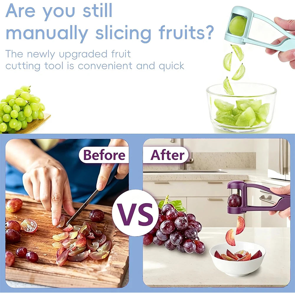 Grape Cutter Slicer for Toddlers - One Second Fruit Quarter Slicer for Grapes Cherry Tomatoes Strawberries Kitchen Safety Gadget