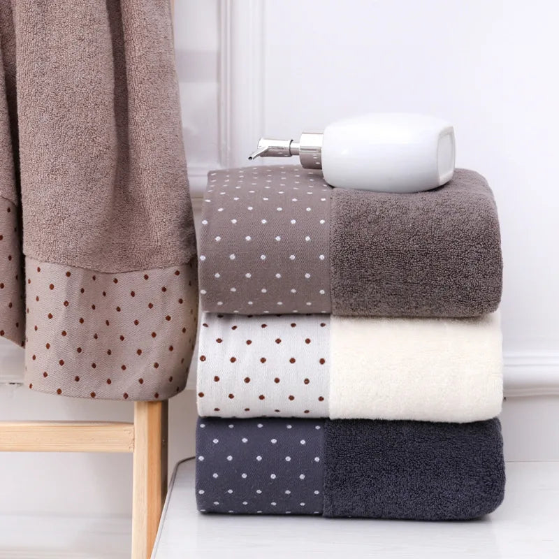 3-Piece Cotton Towel Set – 2 Hand Face Towels 35x75cm + 1 Bath Towel 70x140cm Soft Washcloth Gift Set