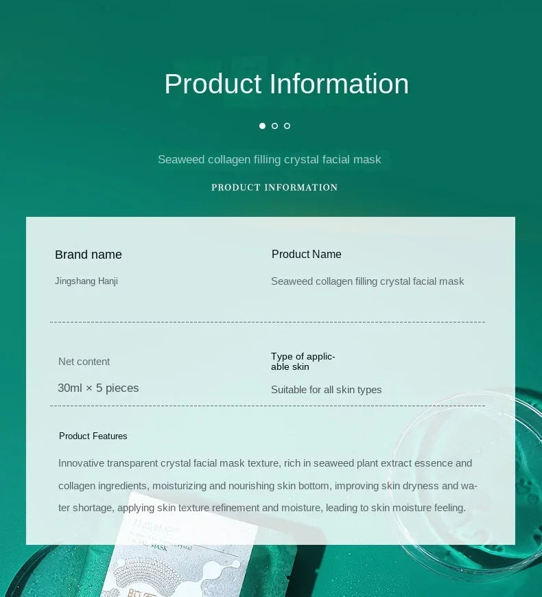 TikTok Hot Sale Seaweed Collagen Crystal Mask – Replenishing Fruit Jelly Skin Care, Transparent Masque