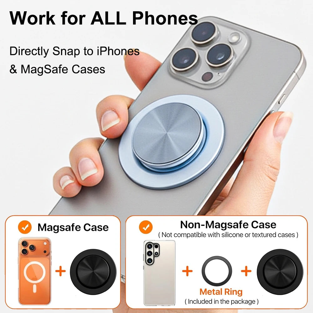 Luxury Metal CD-Pattern Magnetic Phone Grip - Expandable MagSafe Phone Holder and Stand for Smartphones and Kindle Devices