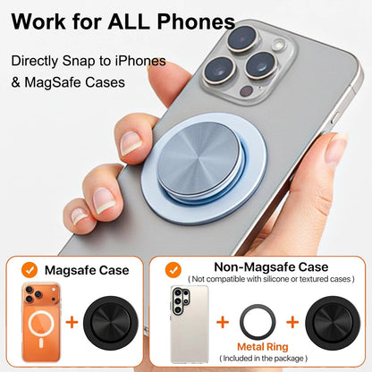 Luxury Metal CD-Pattern Magnetic Phone Grip - Expandable MagSafe Phone Holder and Stand for Smartphones and Kindle Devices